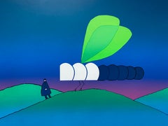 Vieille sérigraphie surréaliste « Libelulle » d'exposition de Jean Michel Folon, 1972