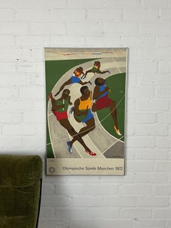 Vintage 1972 Munich Olympics poster by Jacob Lawrence