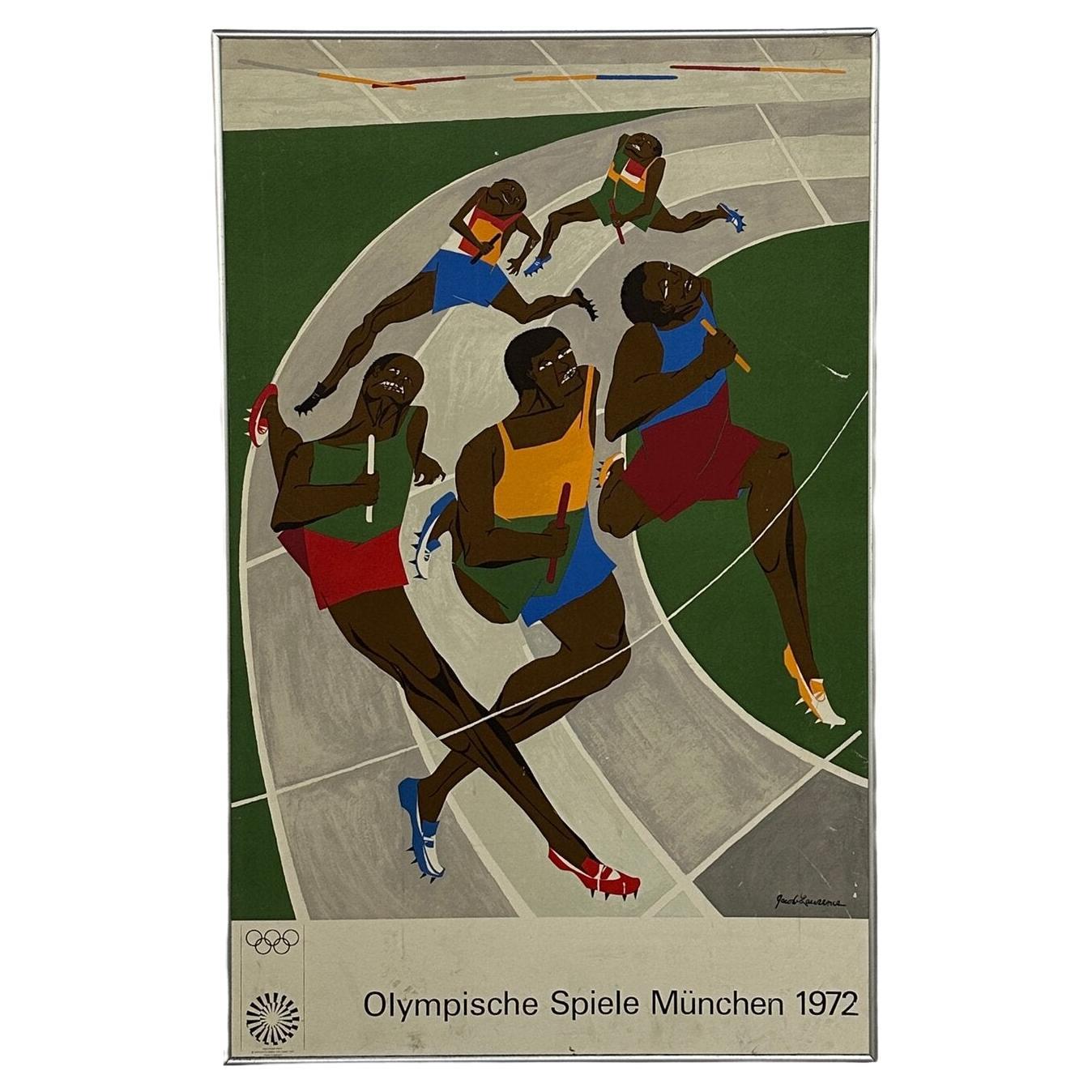 Vintage 1972 Munich Olympics poster by Jacob Lawrence For Sale