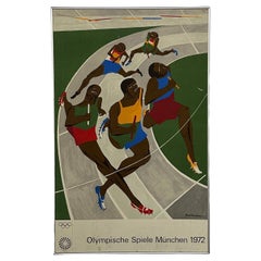 Vintage 1972 Munich Olympics poster by Jacob Lawrence