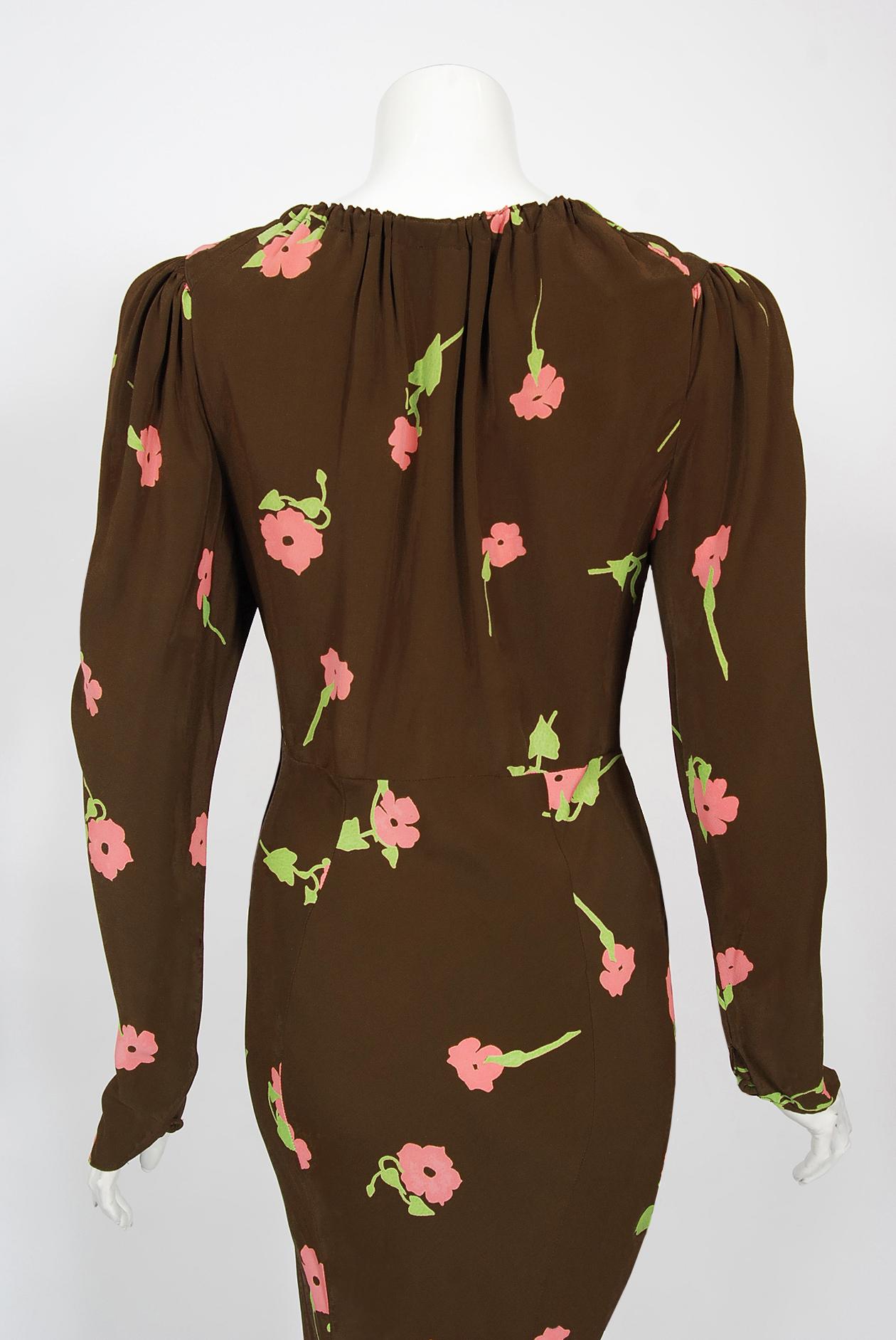 Vintage 1972 Ossie Clark 'Busy Lizzie' Celia Birtwell Floral Print Bias-Cut Gown 5
