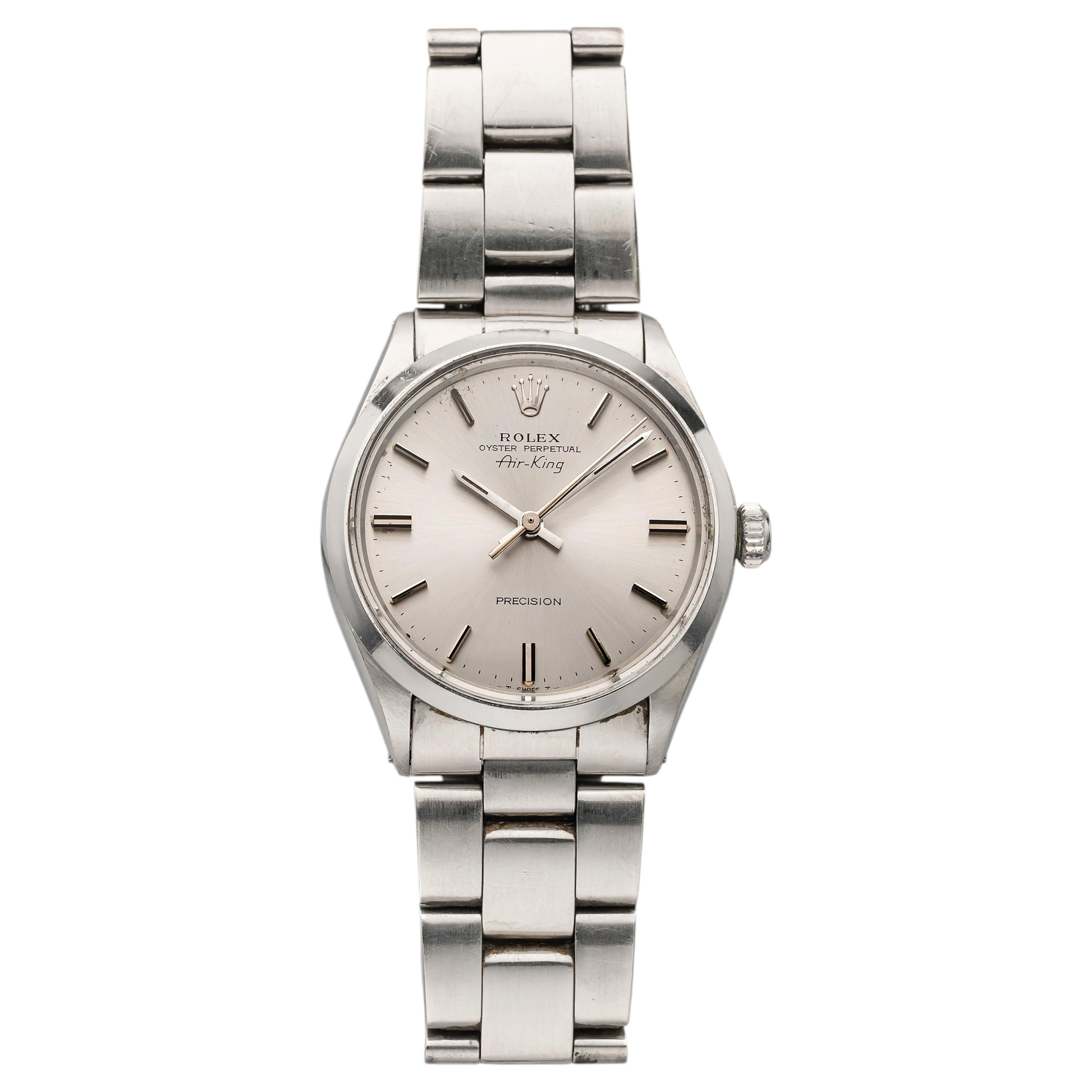Vintage 1972 Rolex Air-King 5500 Stainless Steel Silver Dial Automatic 34mm For Sale