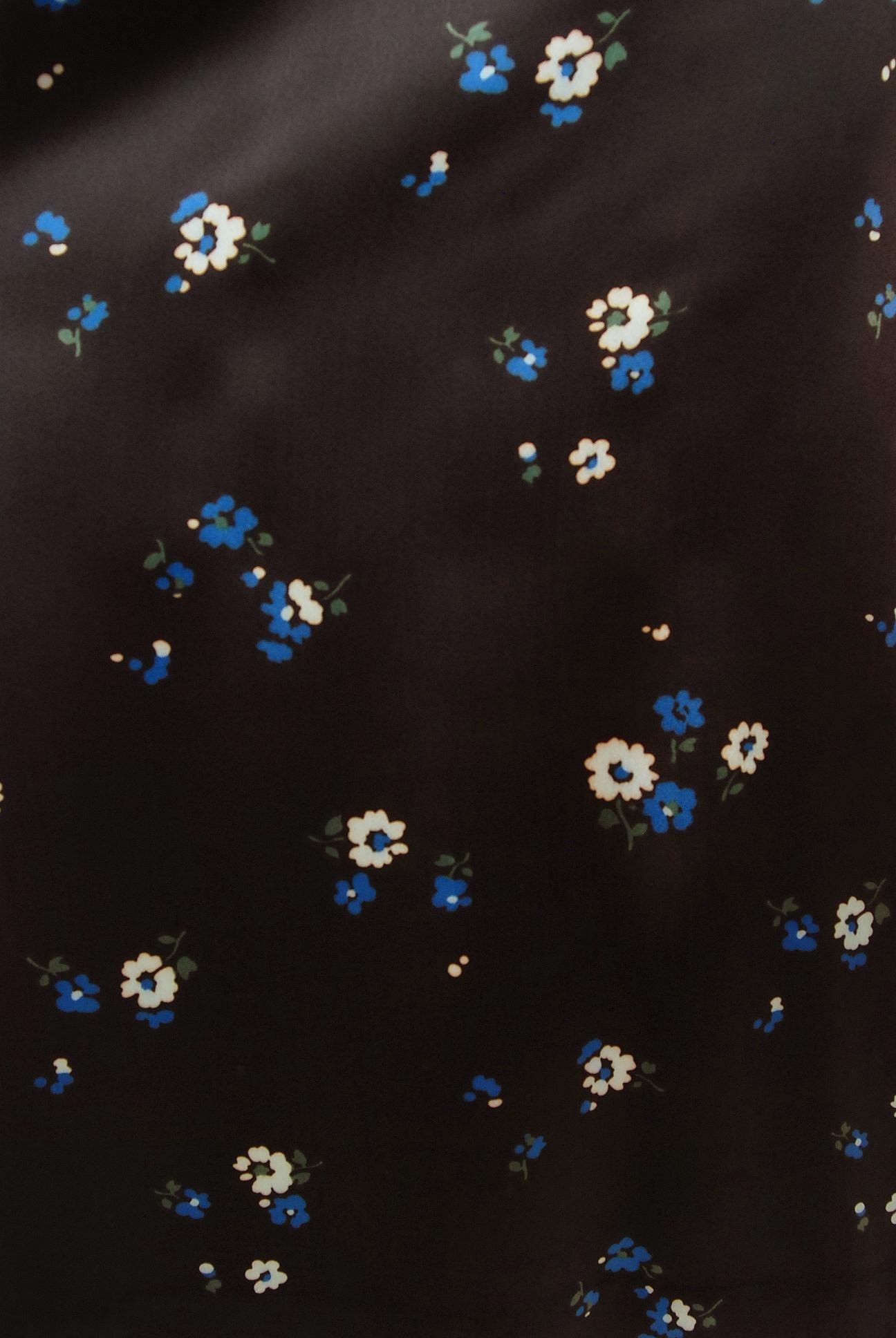 Vintage 1974 Yves Saint Laurent Documented Brown Floral Print Satin Maxi Dress  For Sale 4