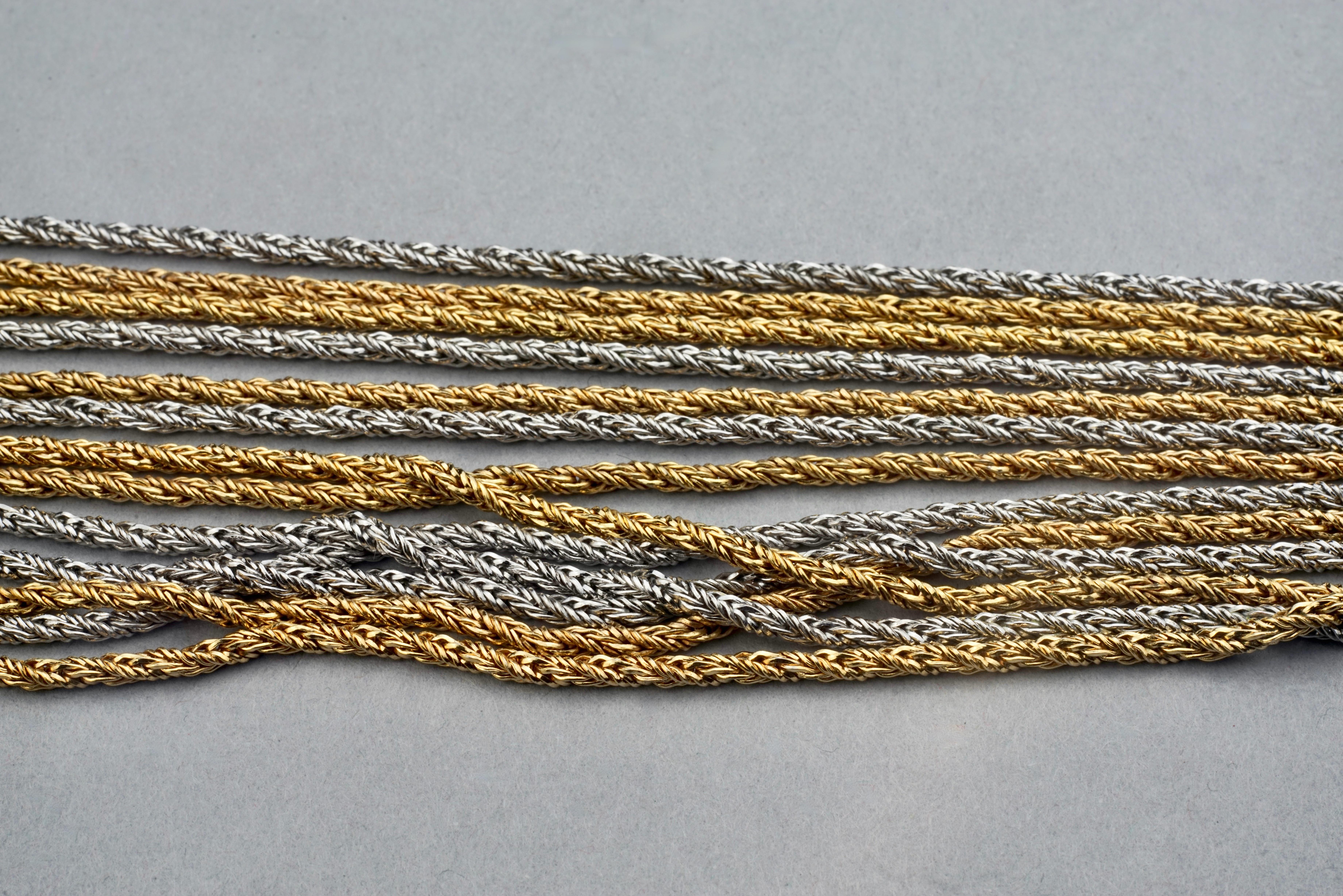 Vintage 1973 CHRISTIAN DIOR 13 Strands Two Tone Chain Necklace For Sale 3