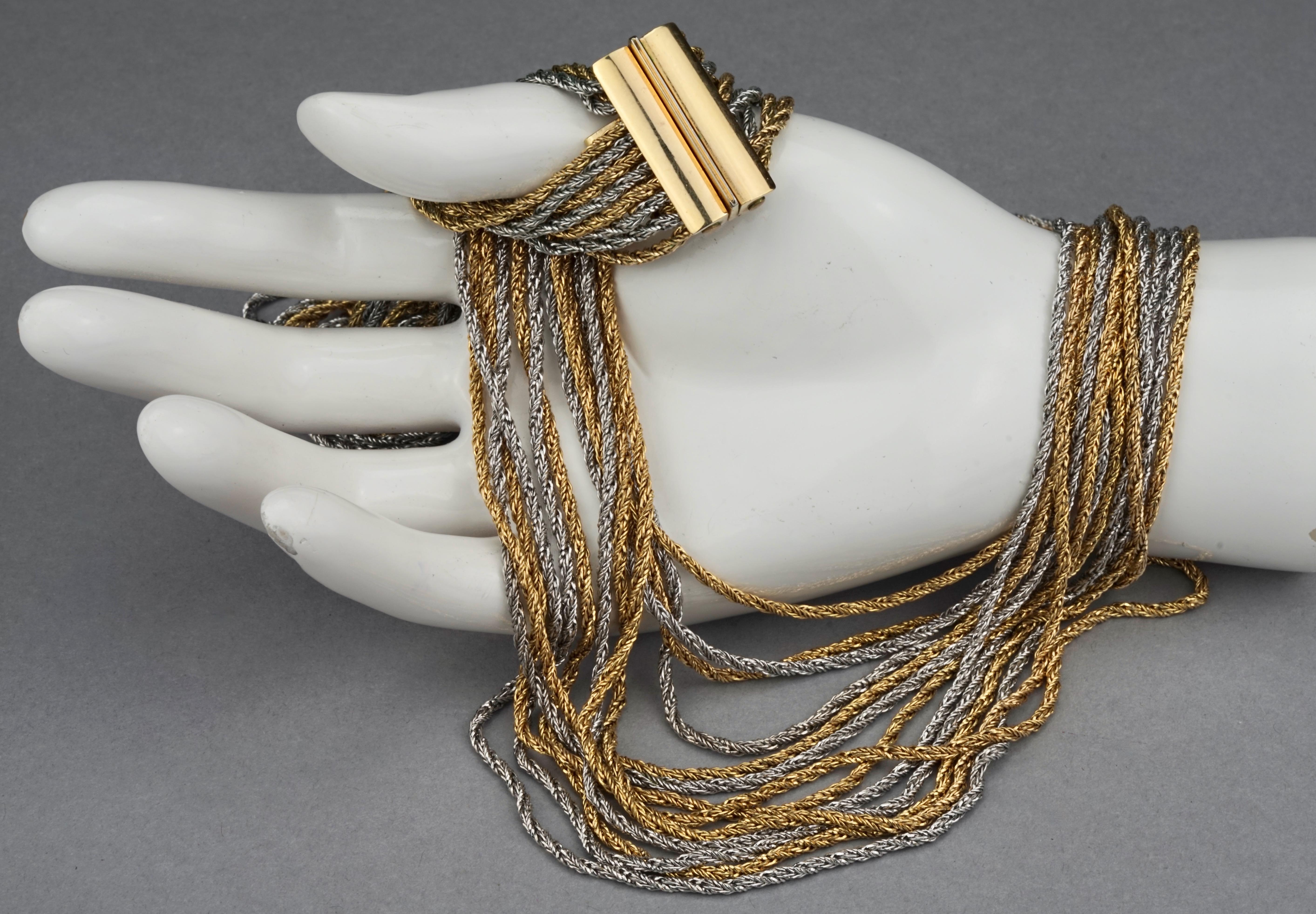 Vintage 1973 CHRISTIAN DIOR 13 Strands Two Tone Chain Necklace For Sale 4