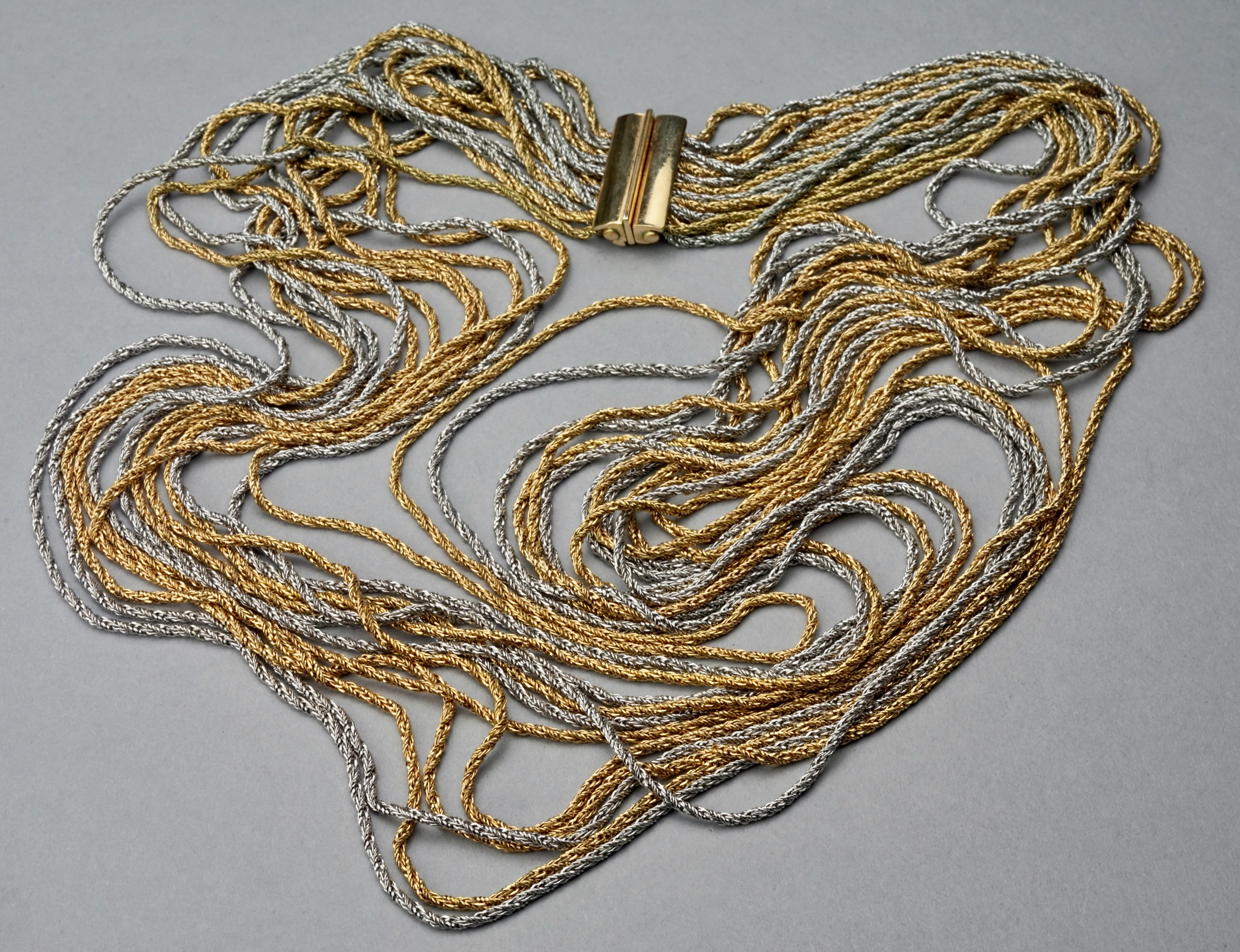 Vintage 1973 CHRISTIAN DIOR 13 Strands Two Tone Chain Necklace In Excellent Condition For Sale In Kingersheim, Alsace