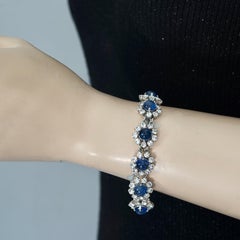 Vintage 1973 CHRISTIAN DIOR Blue Glass Cabochon Rhinestone Bracelet