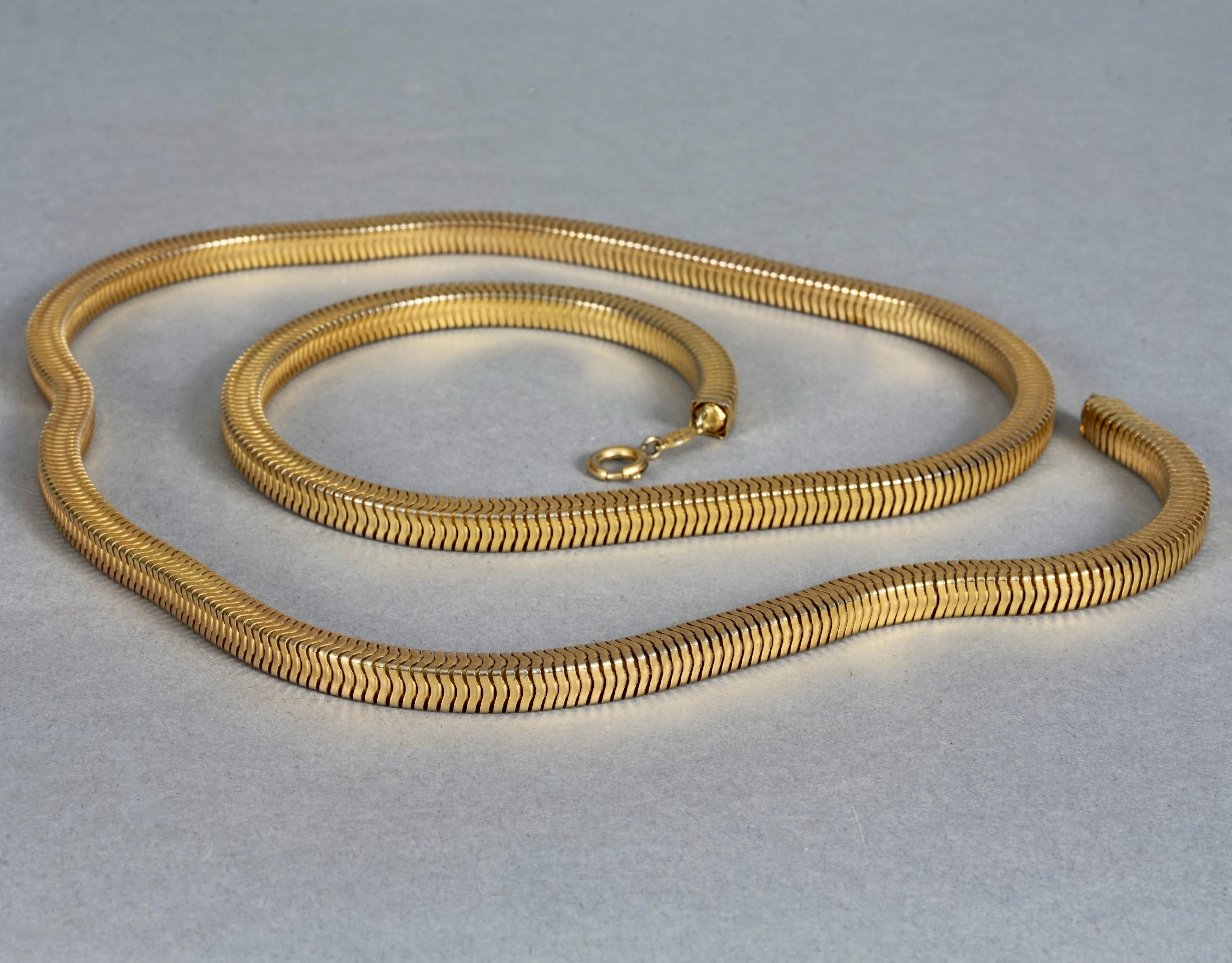 Vintage 1973 CHRISTIAN DIOR Gold Snake Chain Necklace For Sale 1