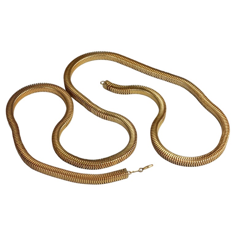 Vintage 1973 CHRISTIAN DIOR Gold Snake Chain Necklace For Sale at 1stDibs