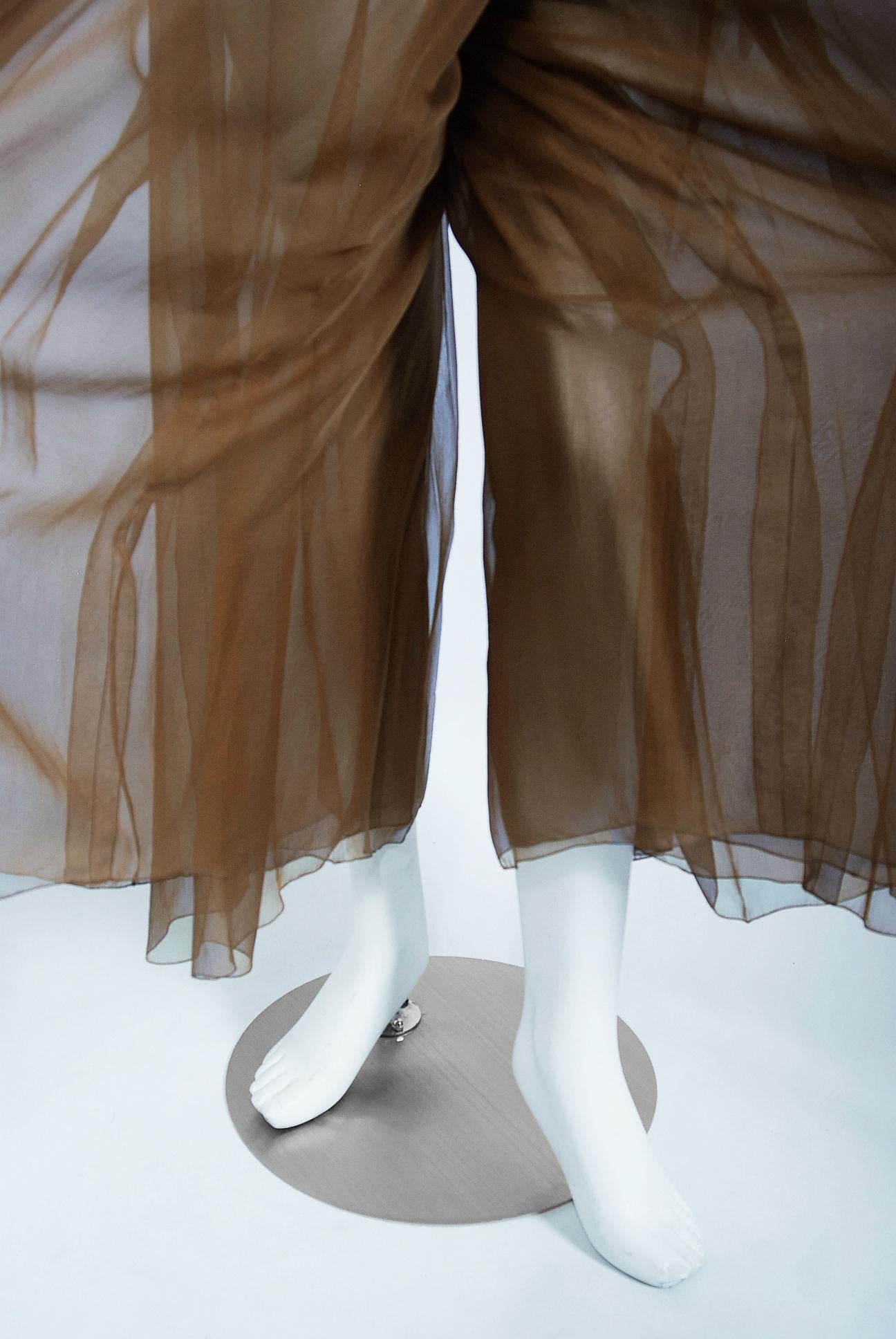 Vintage 1973 Christian Dior Haute Couture Brown Strapless Blouse & Palazzo Pants 1