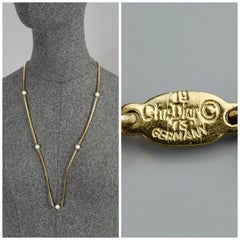 Vintage 1973 CHRISTIAN DIOR Pearl Chain Long Necklace