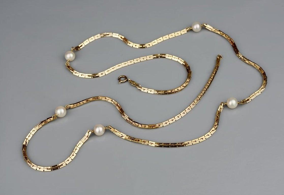 Women's Vintage 1973 CHRISTIAN DIOR Pearl Chain Long Necklace