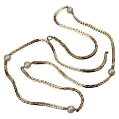 Vintage 1973 CHRISTIAN DIOR Pearl Chain Long Necklace