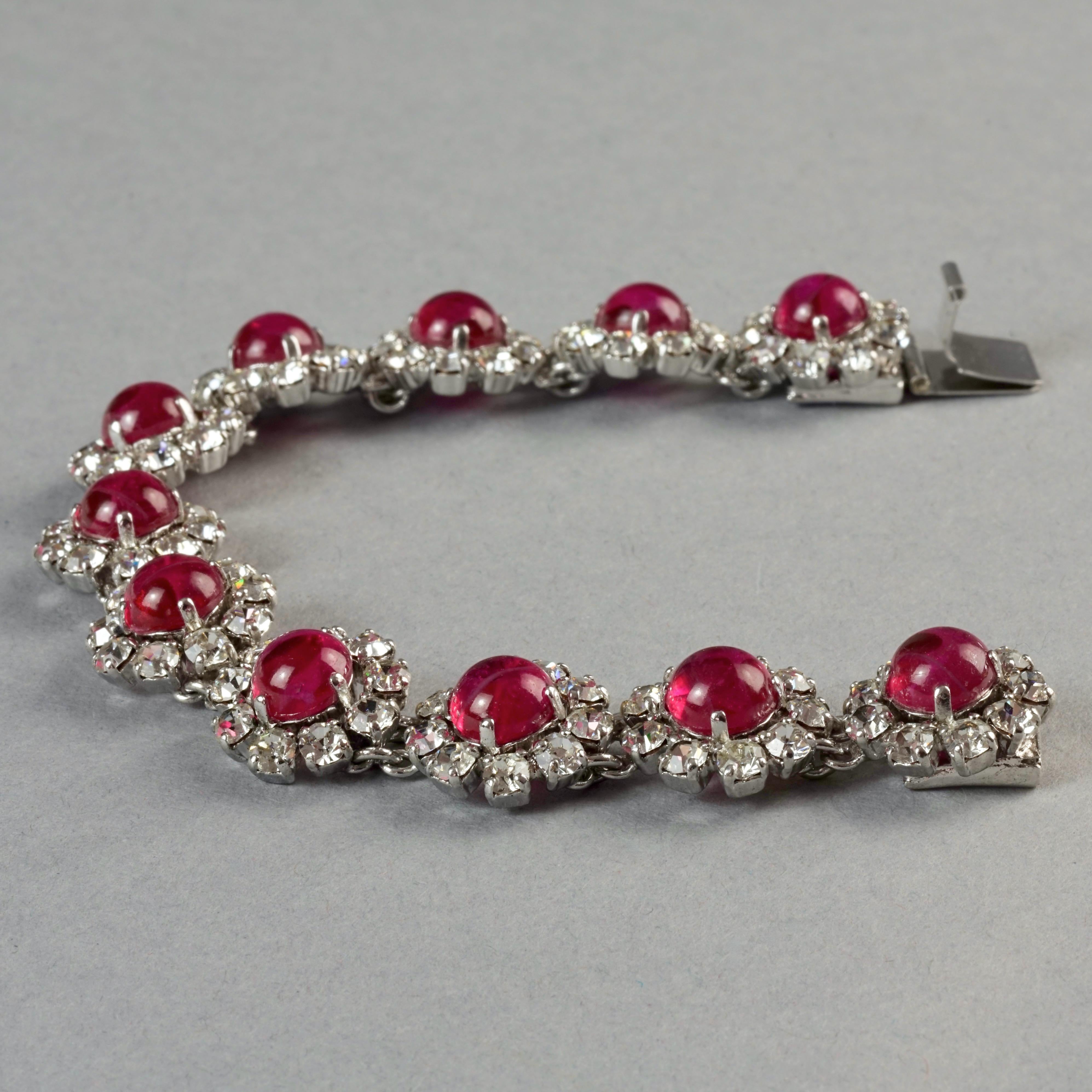 Women's Vintage 1973 CHRISTIAN DIOR Red Glass Cabochon Rhinestone Bracelet