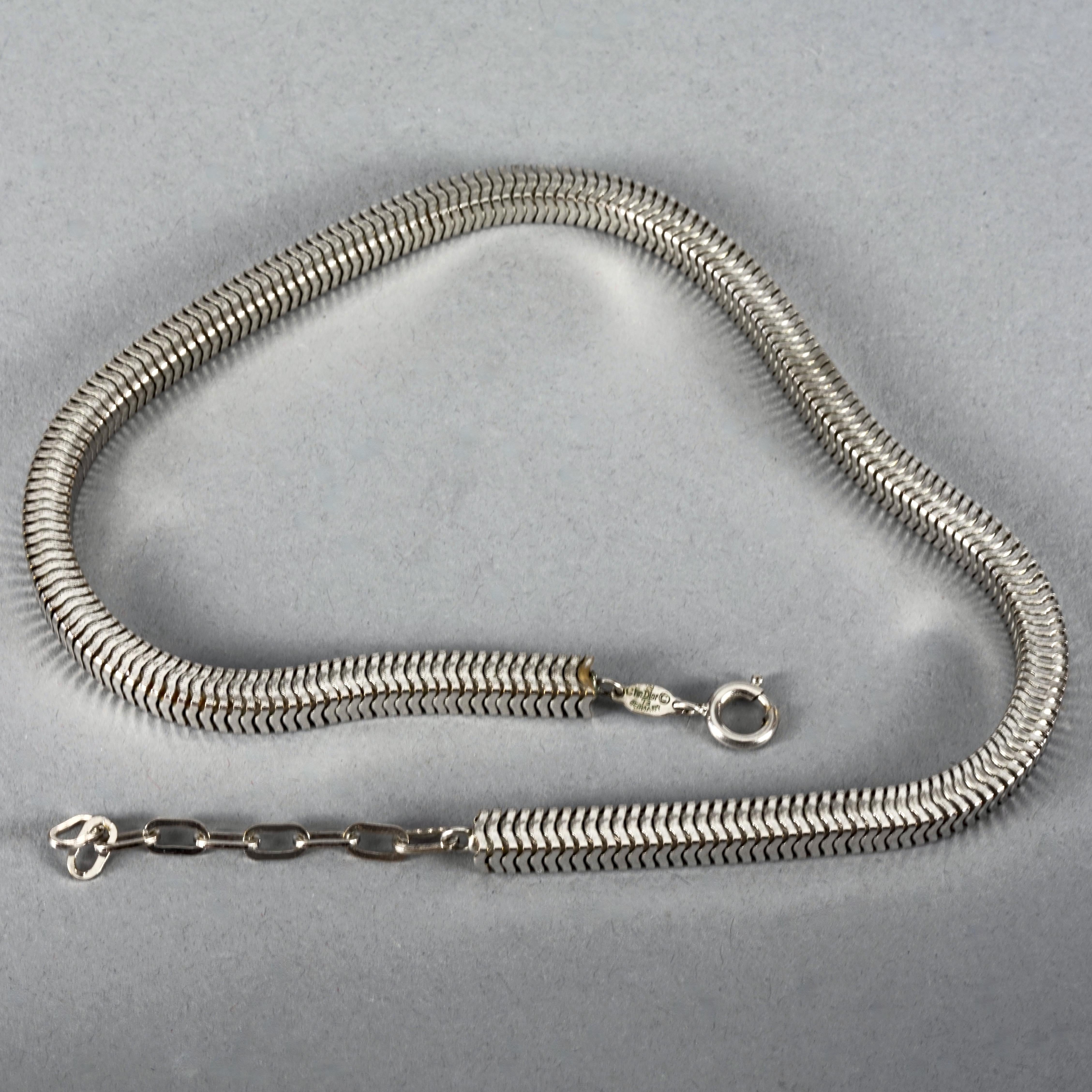 Women's Vintage 1973 CHRISTIAN DIOR Snake Chain Silver Necklace For Sale