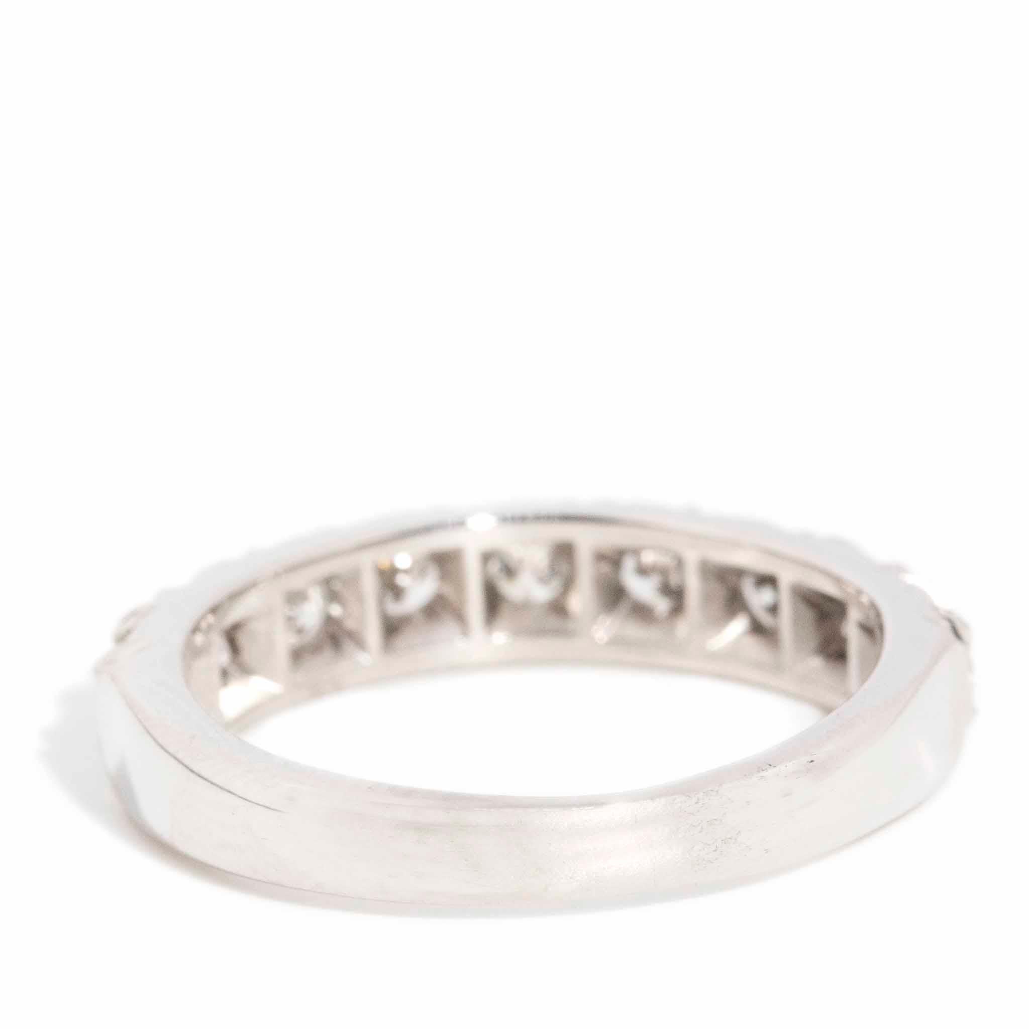 Round Cut Vintage 1974 0.54 Carat Diamond Hallmarked Eternity Ring 18 Carat White Gold For Sale