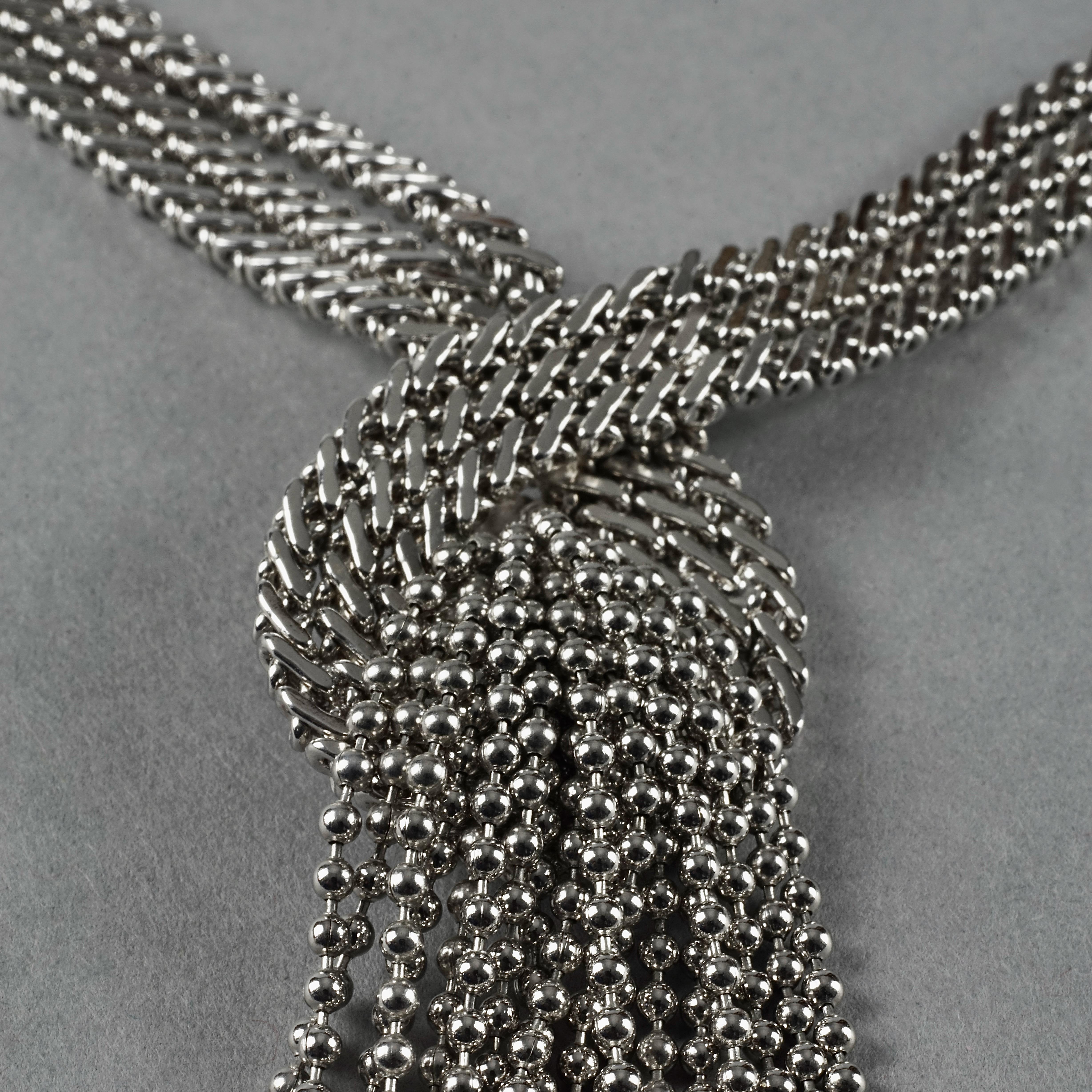 Women's Vintage 1974 CHRISTIAN DIOR Cascading Multi Chain Tassel Silver Necklace