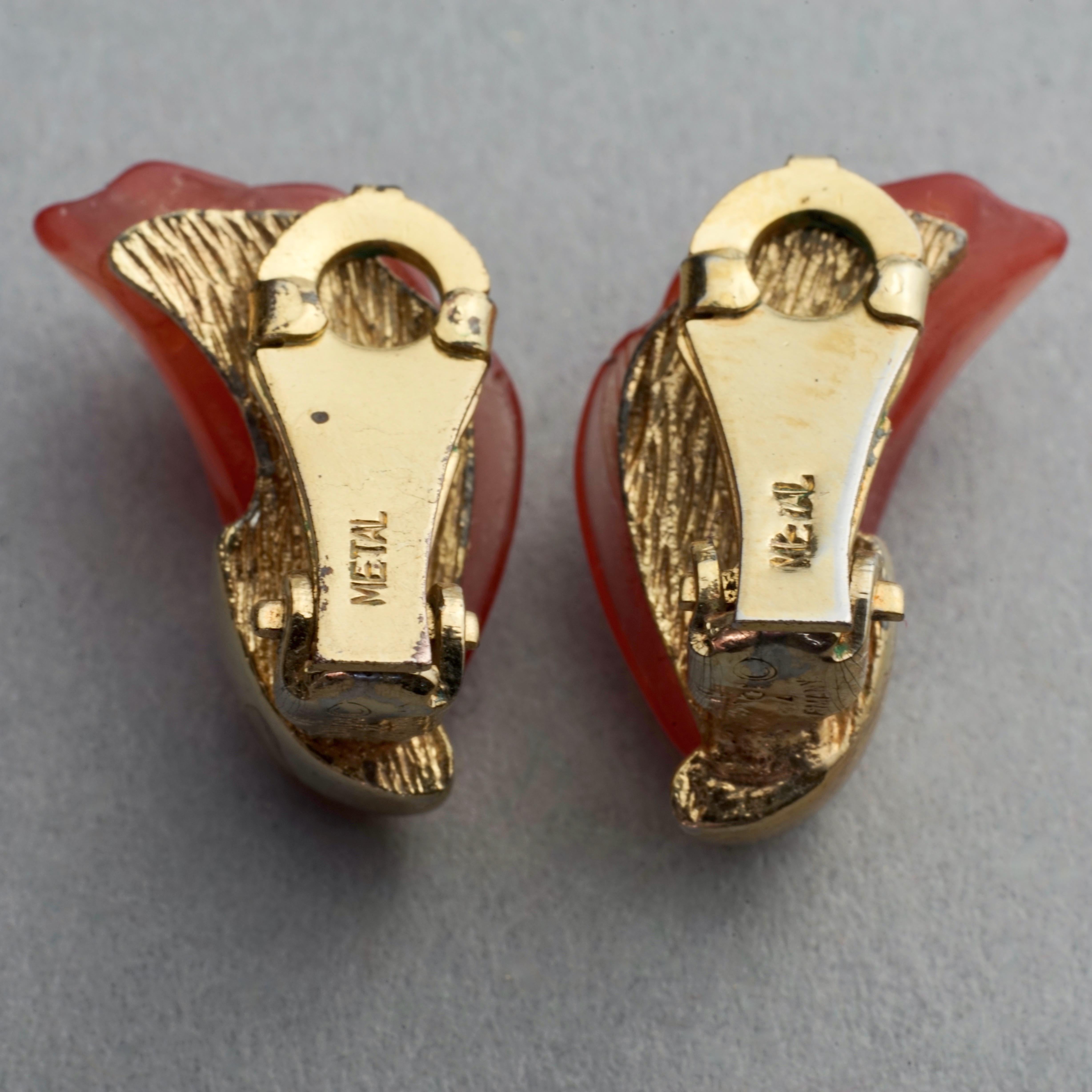 Vintage 1974 CHRISTIAN DIOR Orange Lucite Earrings For Sale 3