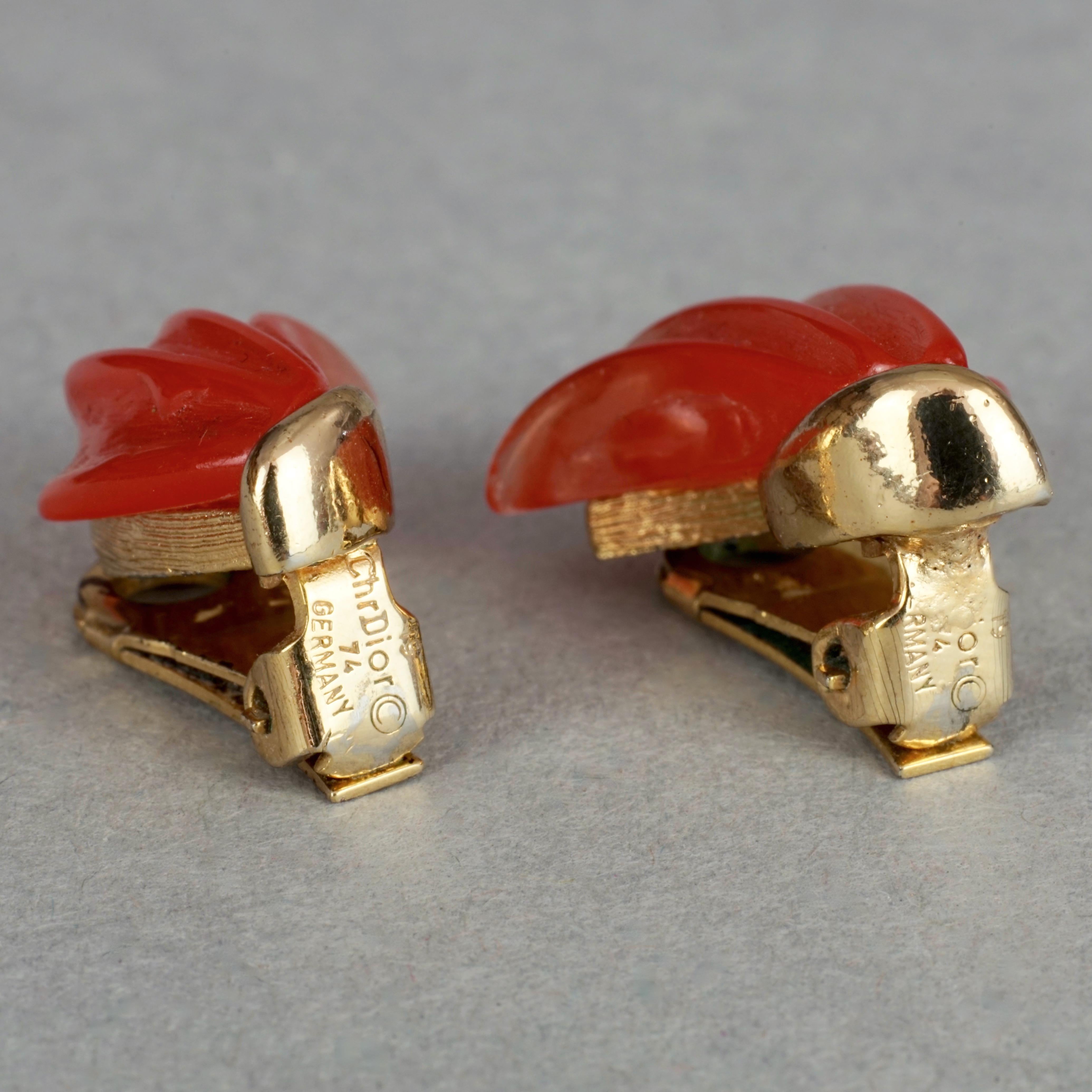 Vintage 1974 CHRISTIAN DIOR Orange Lucite Earrings For Sale 4