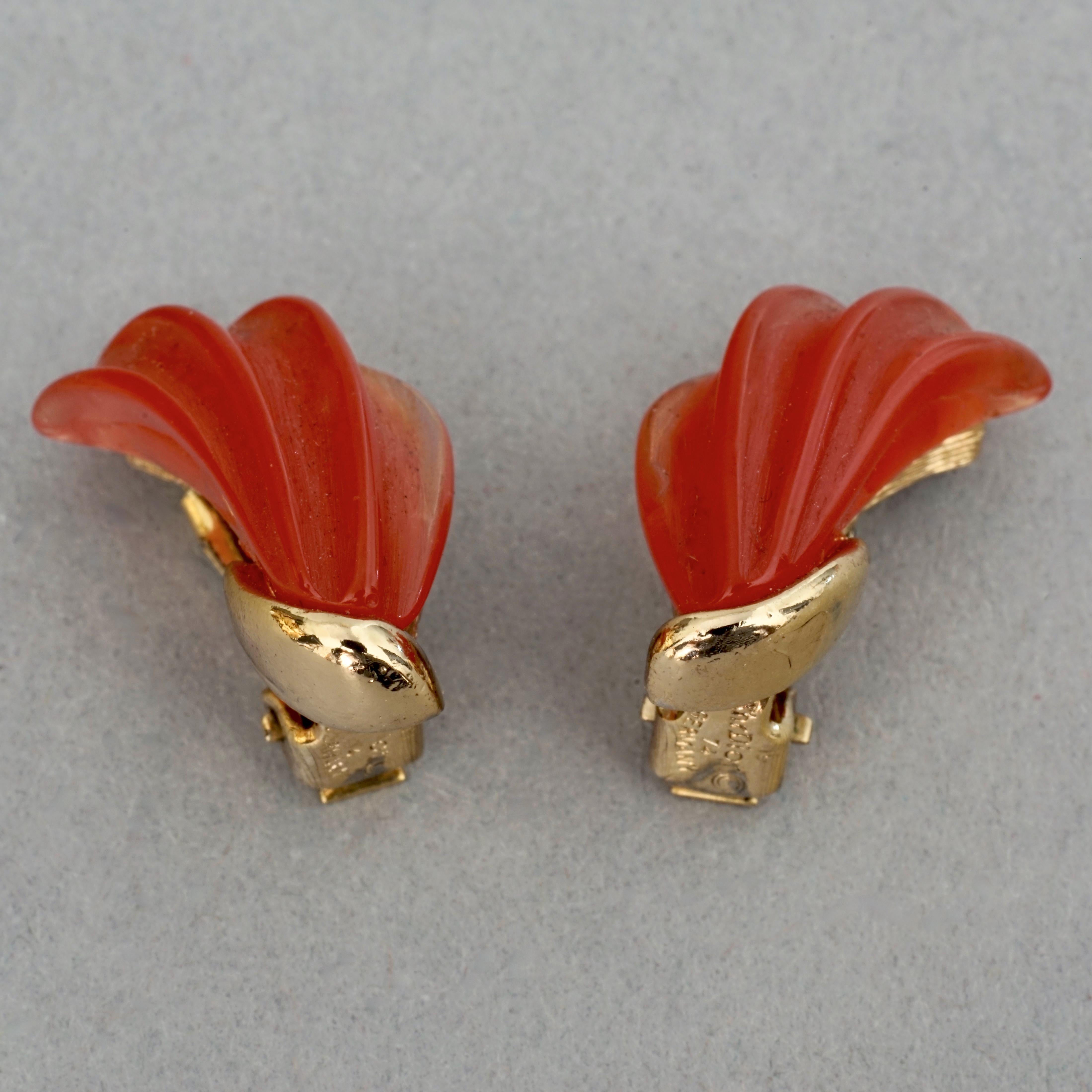 Women's Vintage 1974 CHRISTIAN DIOR Orange Lucite Earrings For Sale