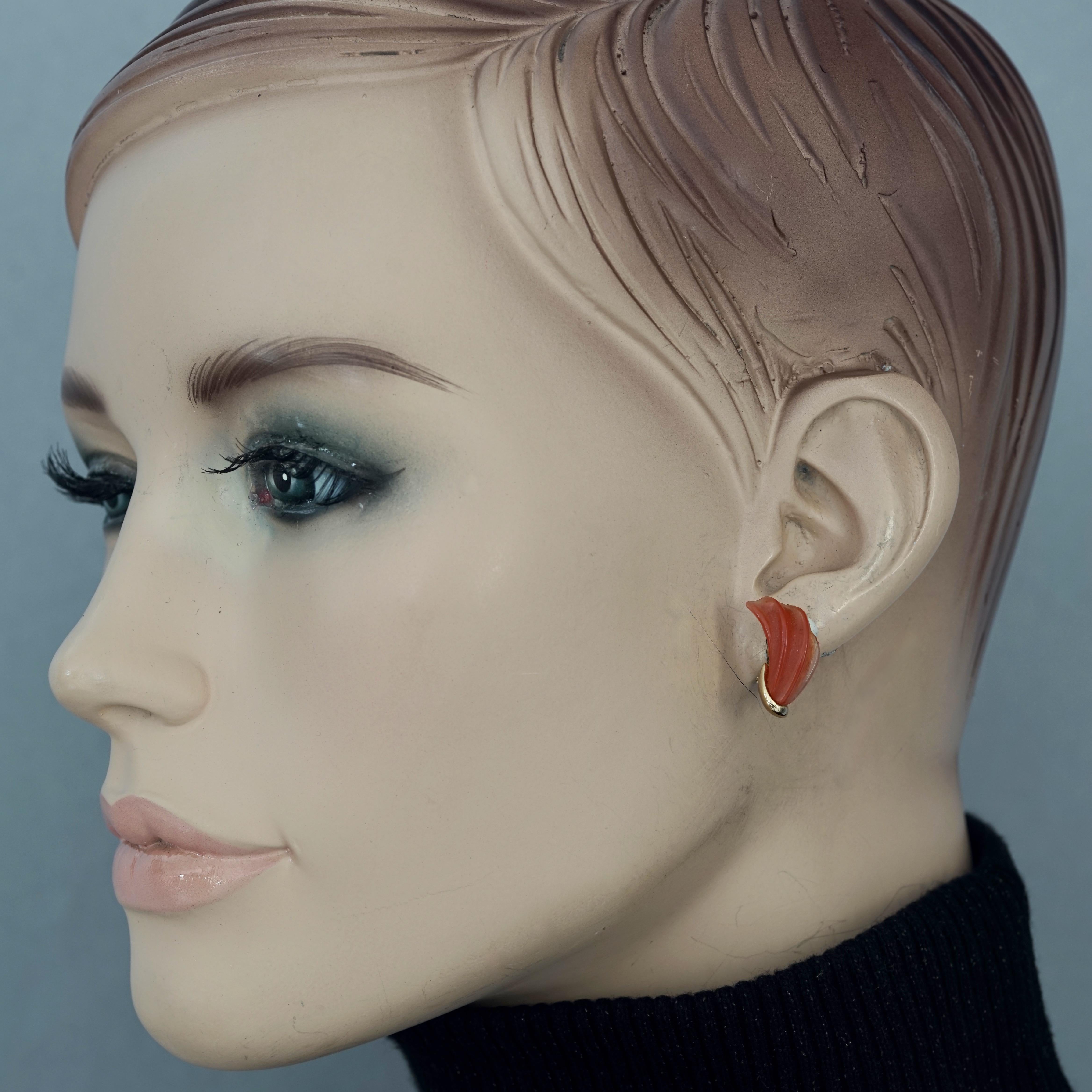 Vintage 1974 CHRISTIAN DIOR Orange Lucite Earrings For Sale 2