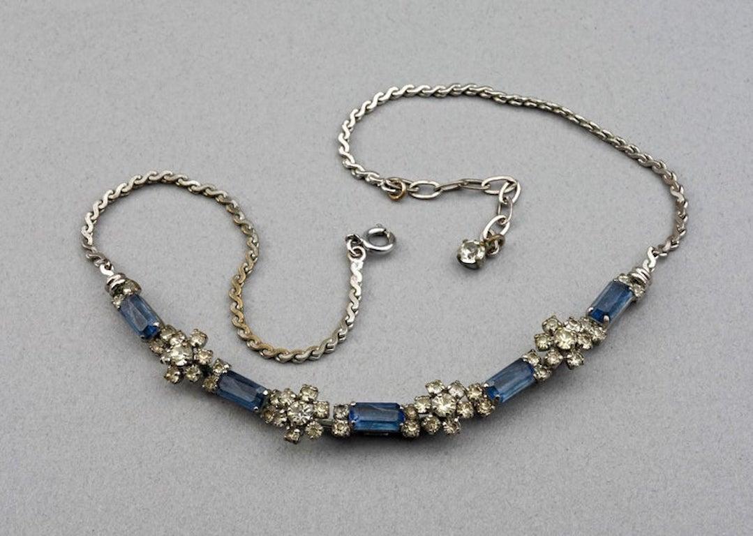 Vintage 1974 CHRISTIAN DIOR Sapphire Rhinestone Necklace In Good Condition In Kingersheim, Alsace