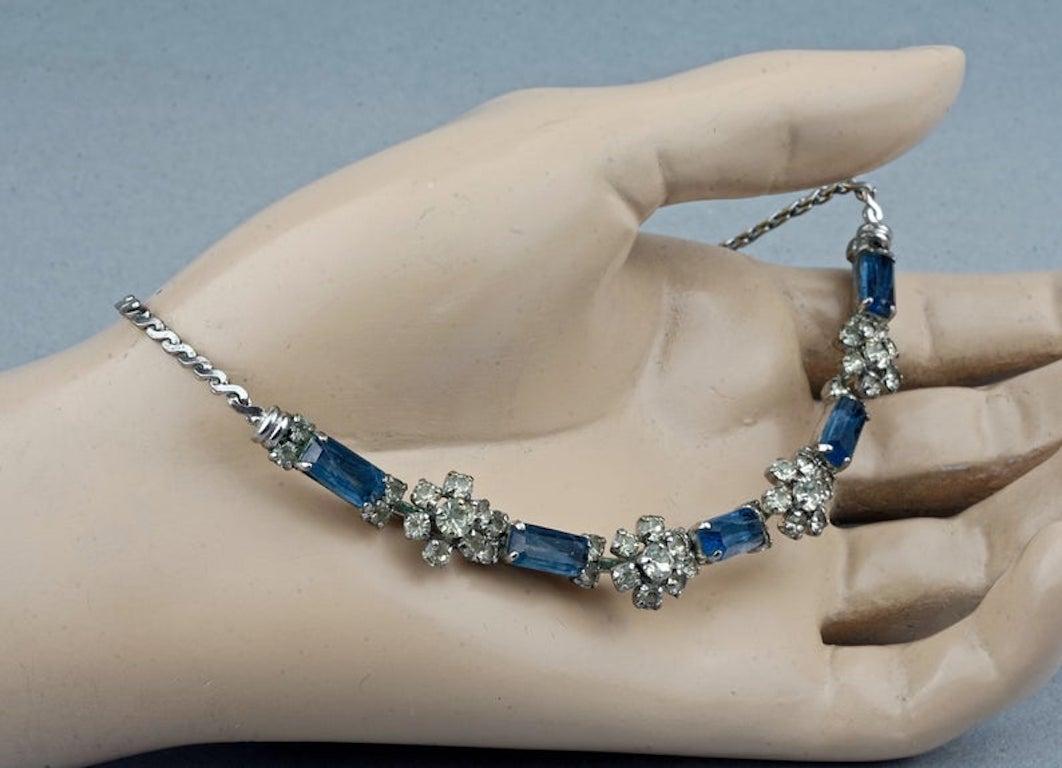 Women's Vintage 1974 CHRISTIAN DIOR Sapphire Rhinestone Necklace