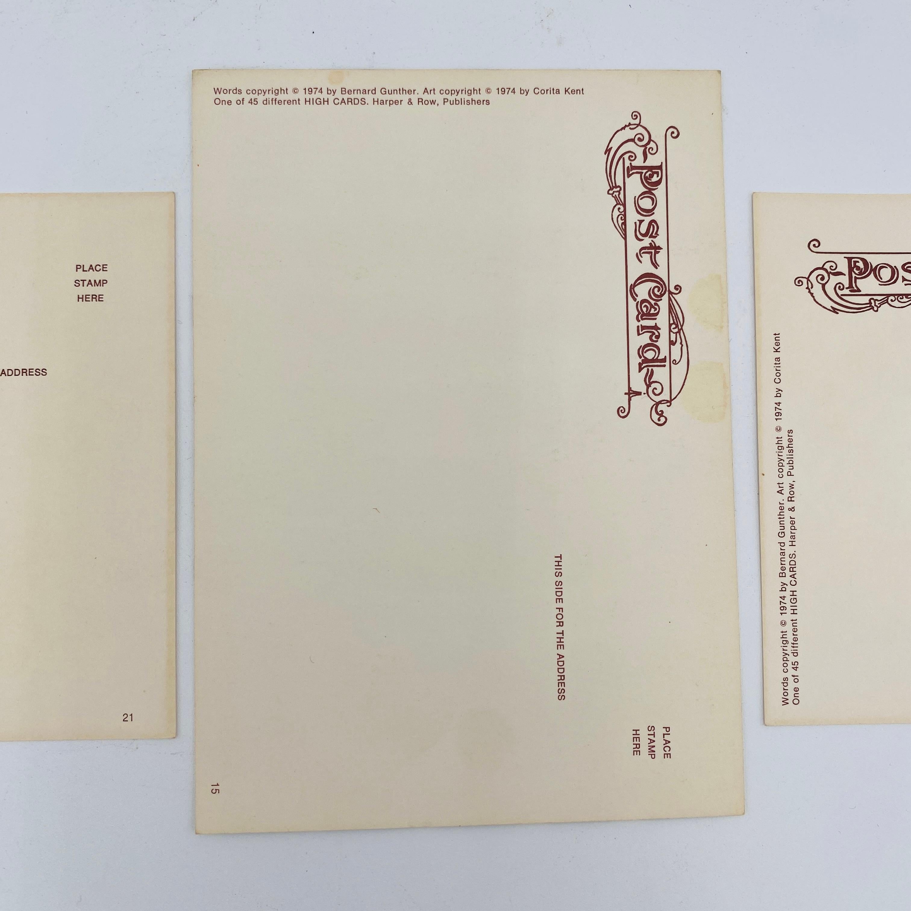 Vintage 1974 HIGH CARDS: Bilderpoem-Poster, Postkarten von Corita Kent, Vintage (Papier) im Angebot