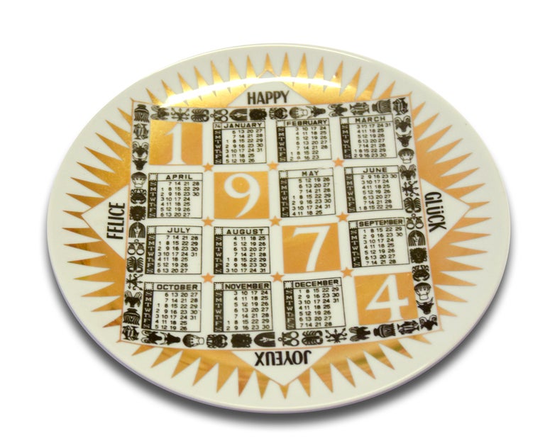 Vintage quot 1974 quot Plate Calendario #39 Calendar Series #39 by Piero Fornasetti