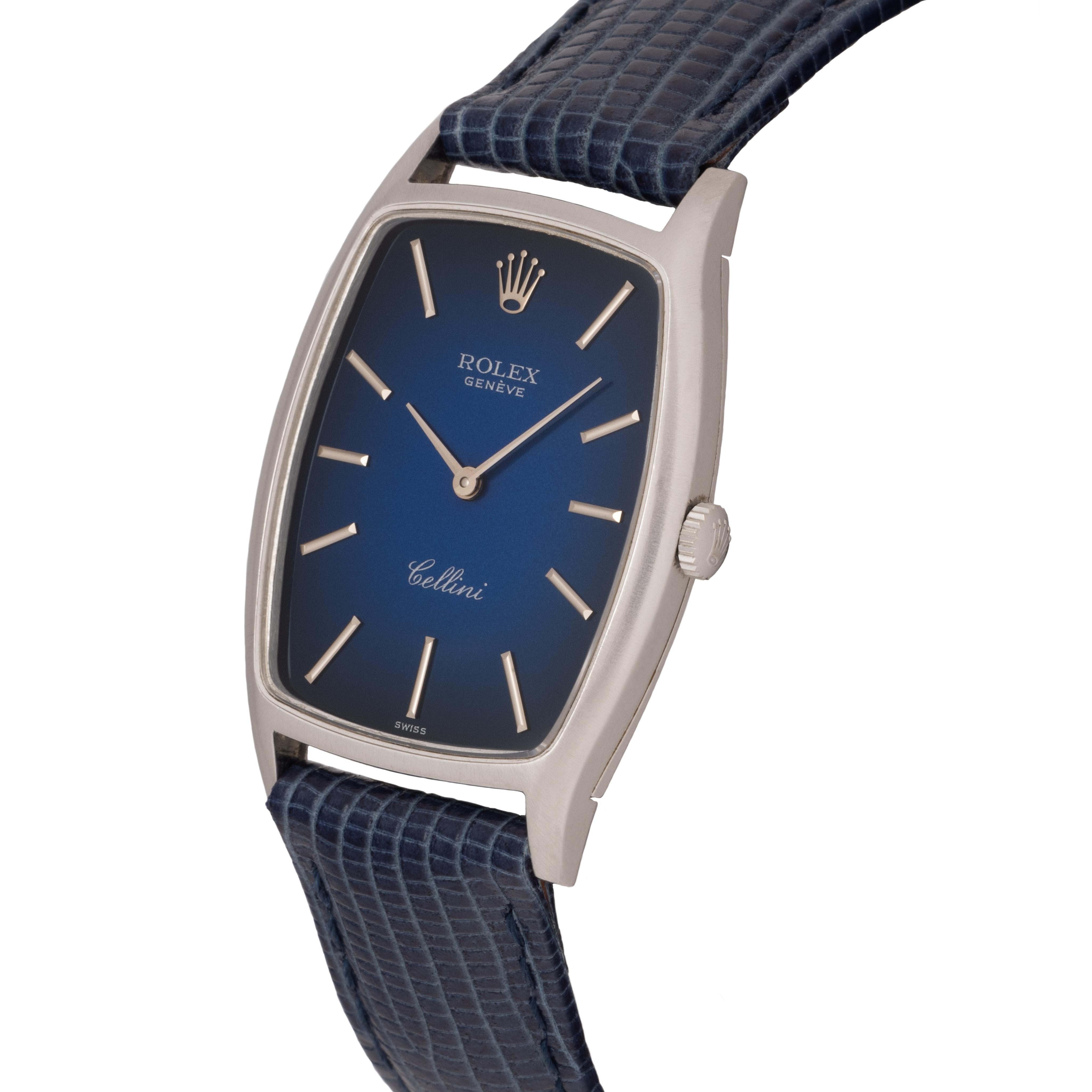 Vintage 1974 Rolex Cellini de oro blanco de 18 quilates Modelo 3807 en Bueno Estado en New York, NY