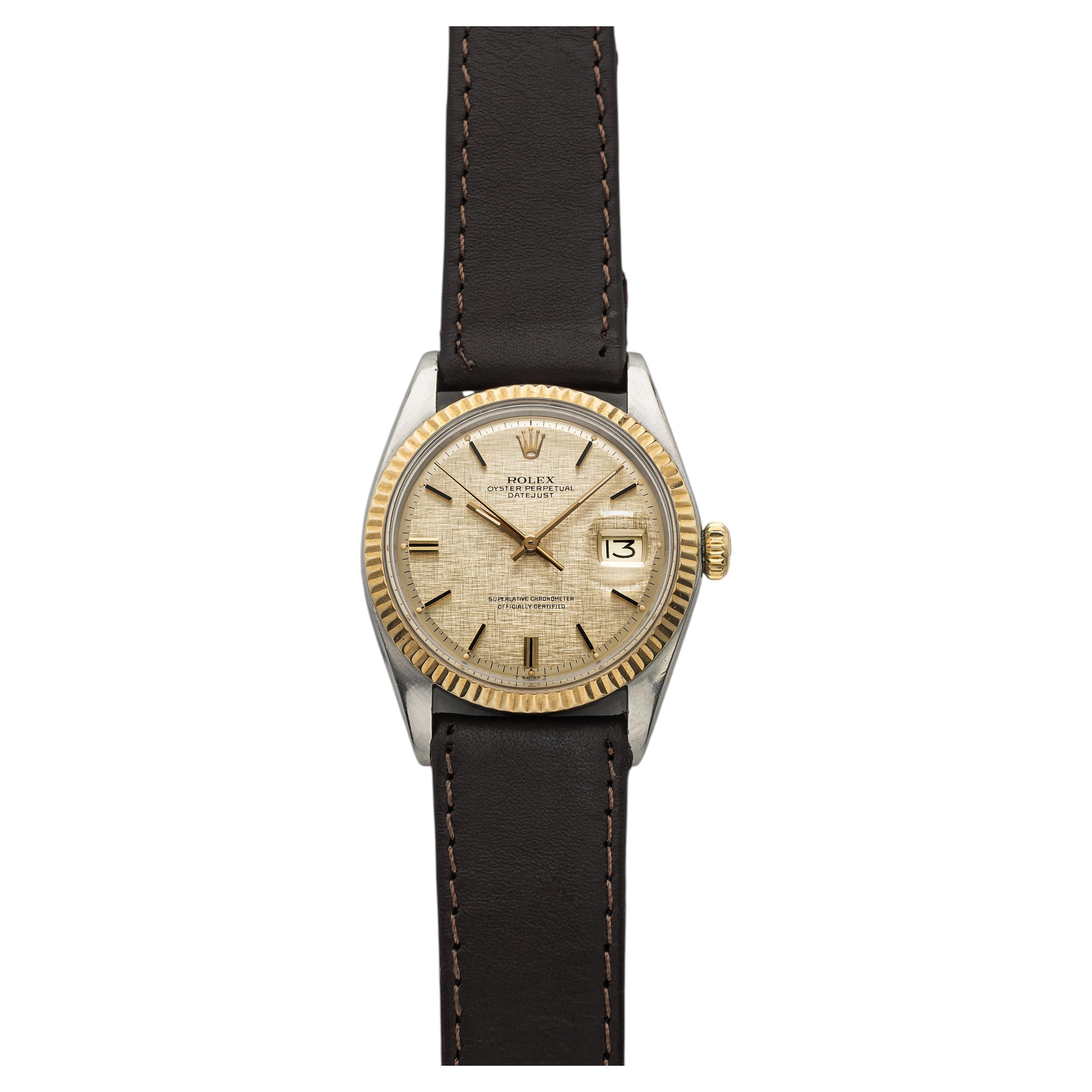 Rolex Datejust 1601 de 1974, de dos tonos, con esfera color champán y lino, automático, 36 mm en venta