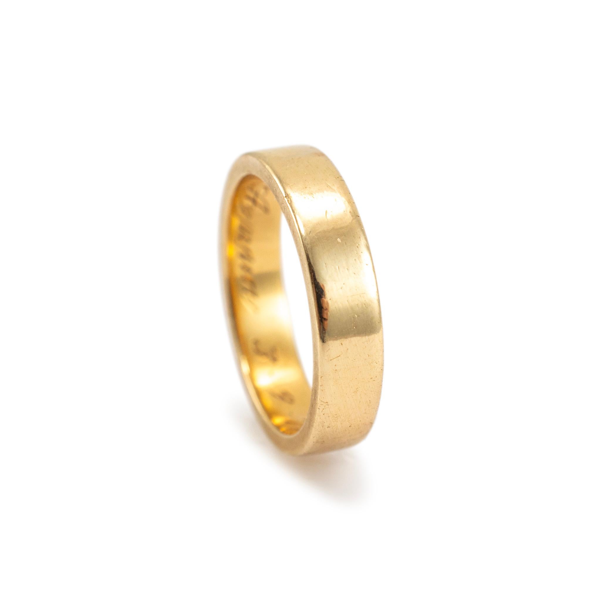 Vintage 1974 Tiffany & Co. 18K Gelbgold Flaches Hochzeitsband im Zustand „Hervorragend“ in Houston, TX