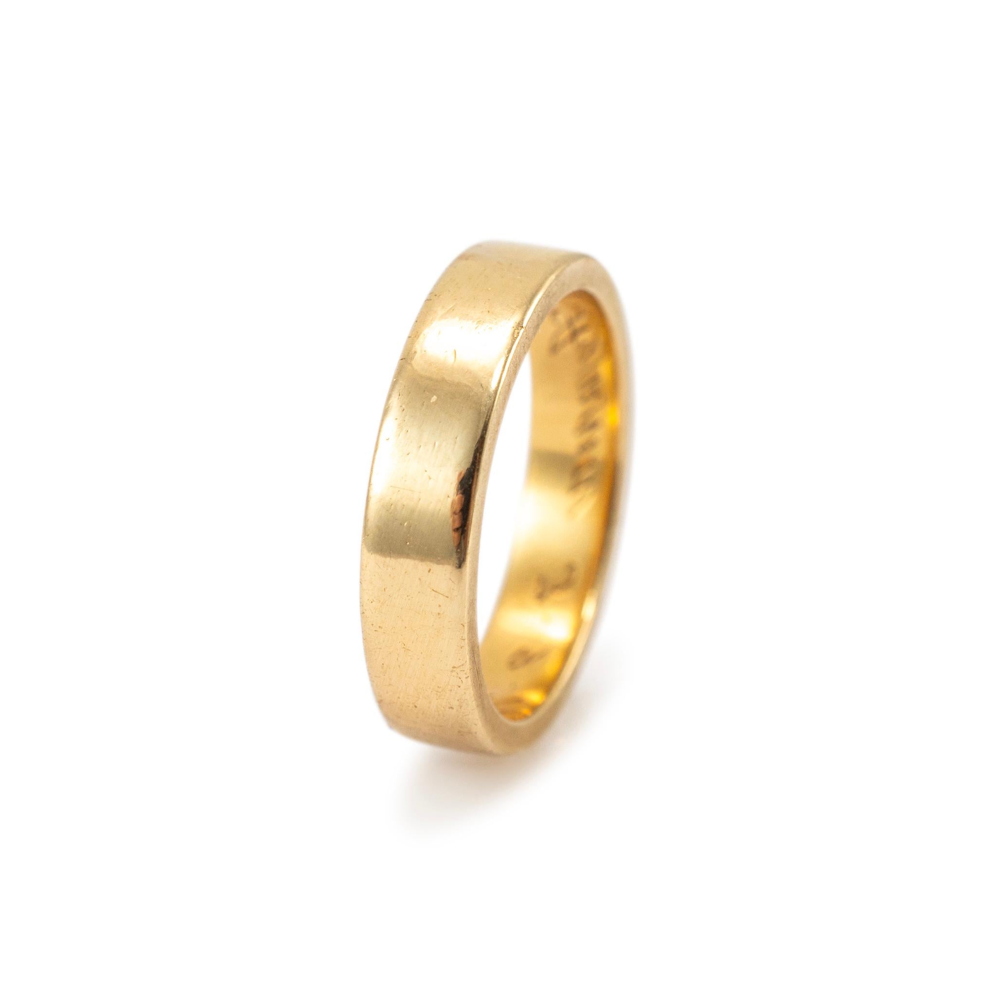 Vintage 1974 Tiffany & Co. 18K Gelbgold Flaches Hochzeitsband Damen