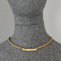 Vintage 1975 CHRISTIAN DIOR Rhinestone Bar Pendant Chain Necklace