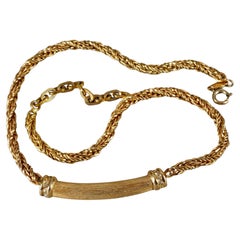 Vintage 1975 CHRISTIAN DIOR Rhinestone Bar Pendant Chain Necklace