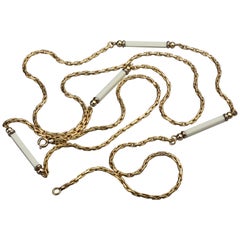 Vintage 1975 CHRISTIAN DIOR White Bar Link Chain Necklace