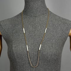 Vintage 1975 CHRISTIAN DIOR White Bar Long Chain Necklace