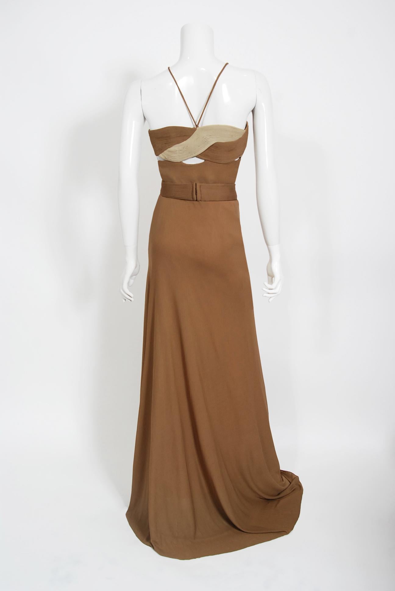 Women's Vintage 1975 Madame Grès Haute Couture Rare Documented Silk-Jersey Cut Out Gown