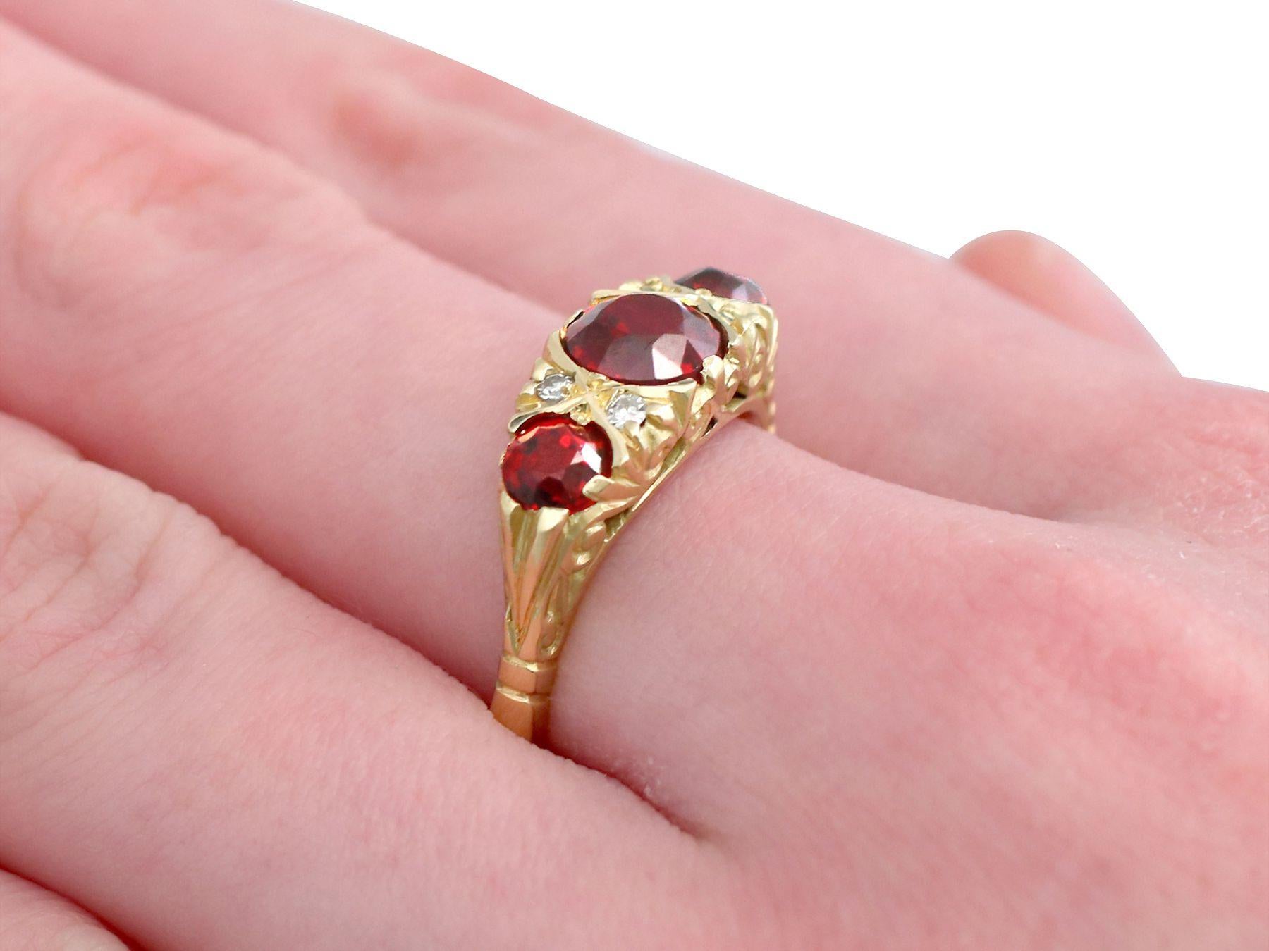 Vintage 1976 2.05 Carat Garnet and Diamond Yellow Gold Cocktail Ring In Excellent Condition For Sale In Jesmond, Newcastle Upon Tyne