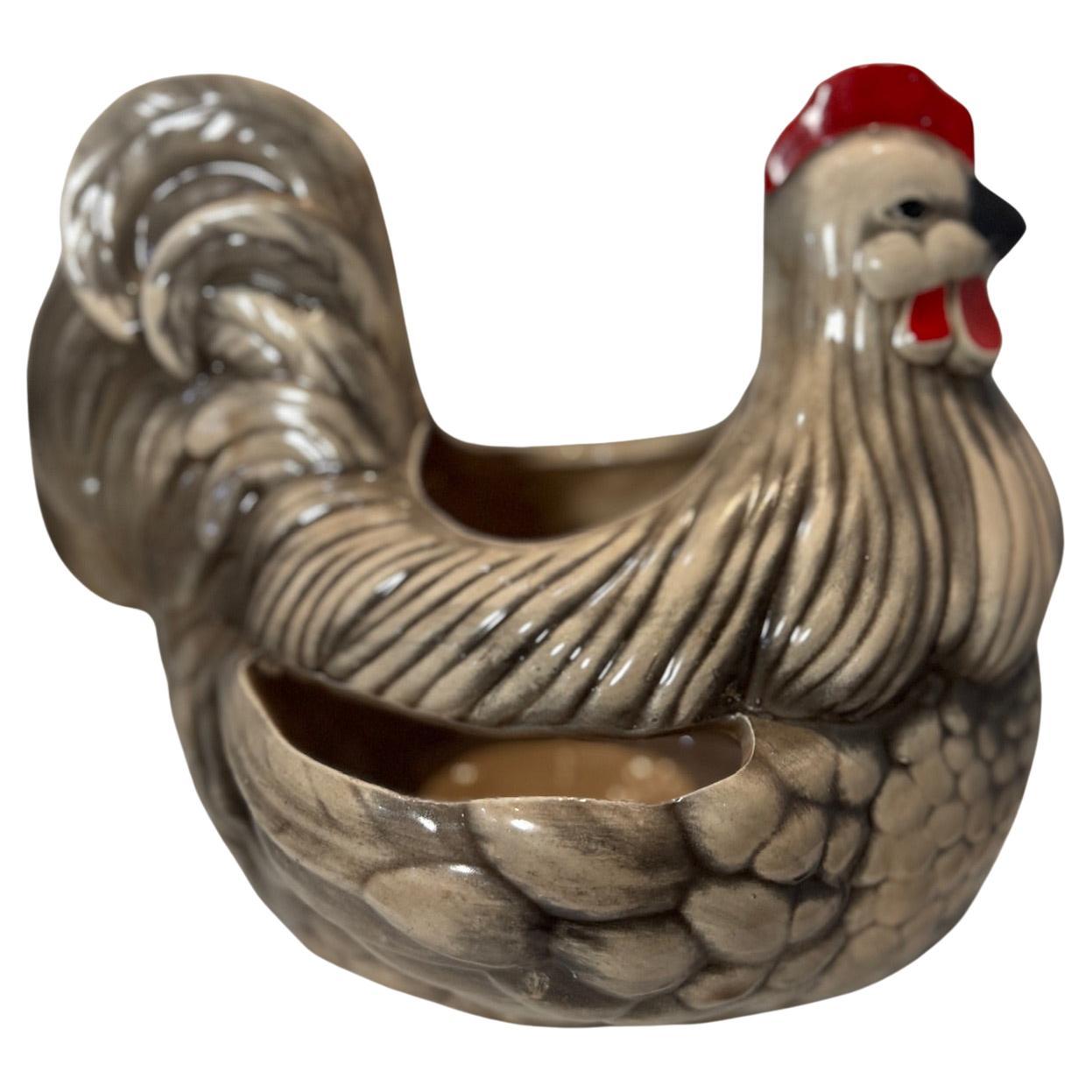 Vintage 1976 Arnel's Hand-Painted Ceramic Hen Planter – Farmhouse Country Decor