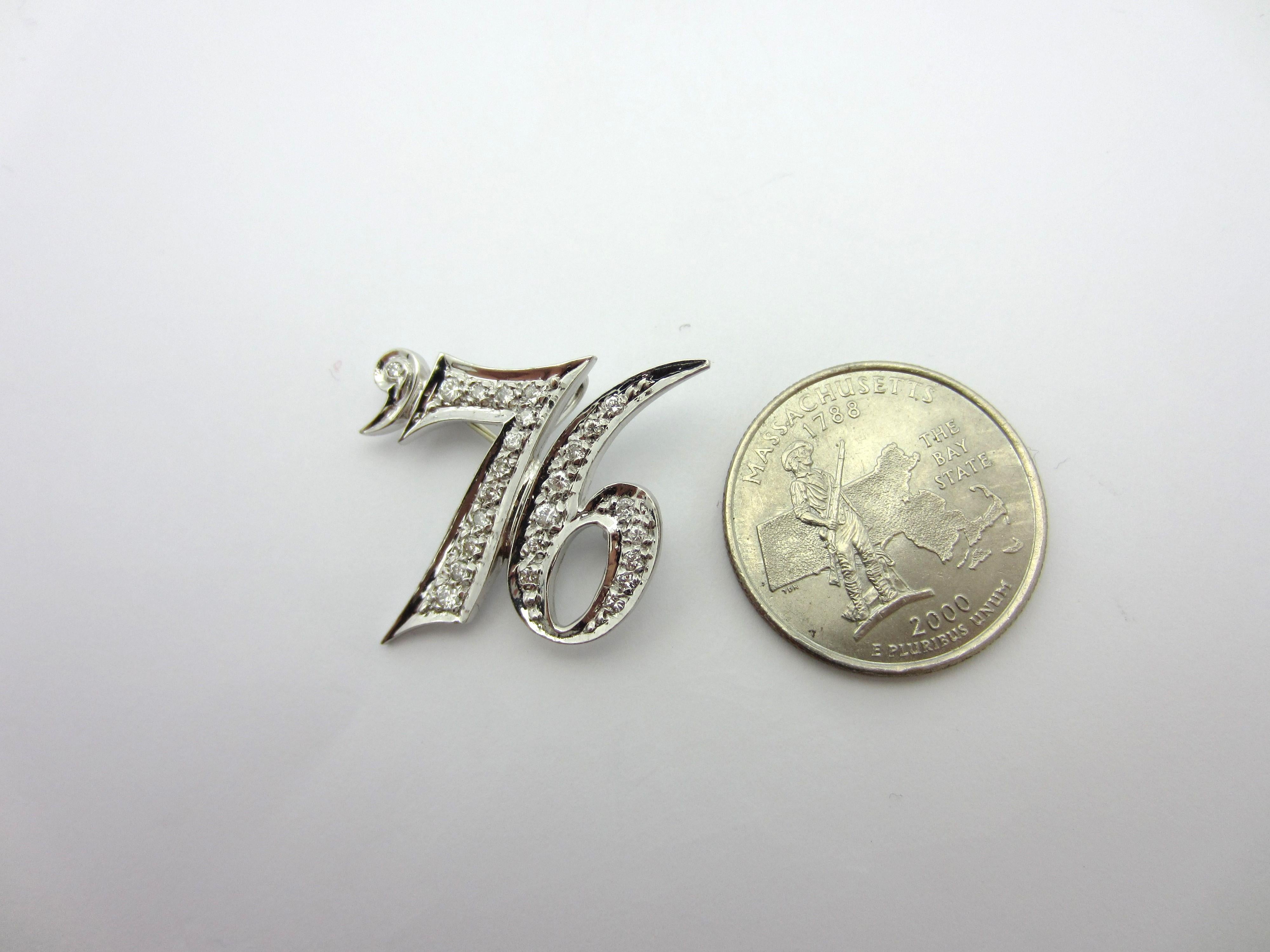 Vintage 1976 Diamond Date Pendant/Brooch 14 Karat White Gold Convertible Jewelry 1