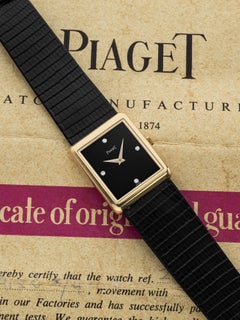 Vintage 1976 Piaget Protocole 18K Yellow Gold Onyx Diamond Dial Manual