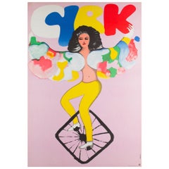 Vintage 1976 Polish Cyrk/Circus Poster, Unicycle Girl, Urbaniec