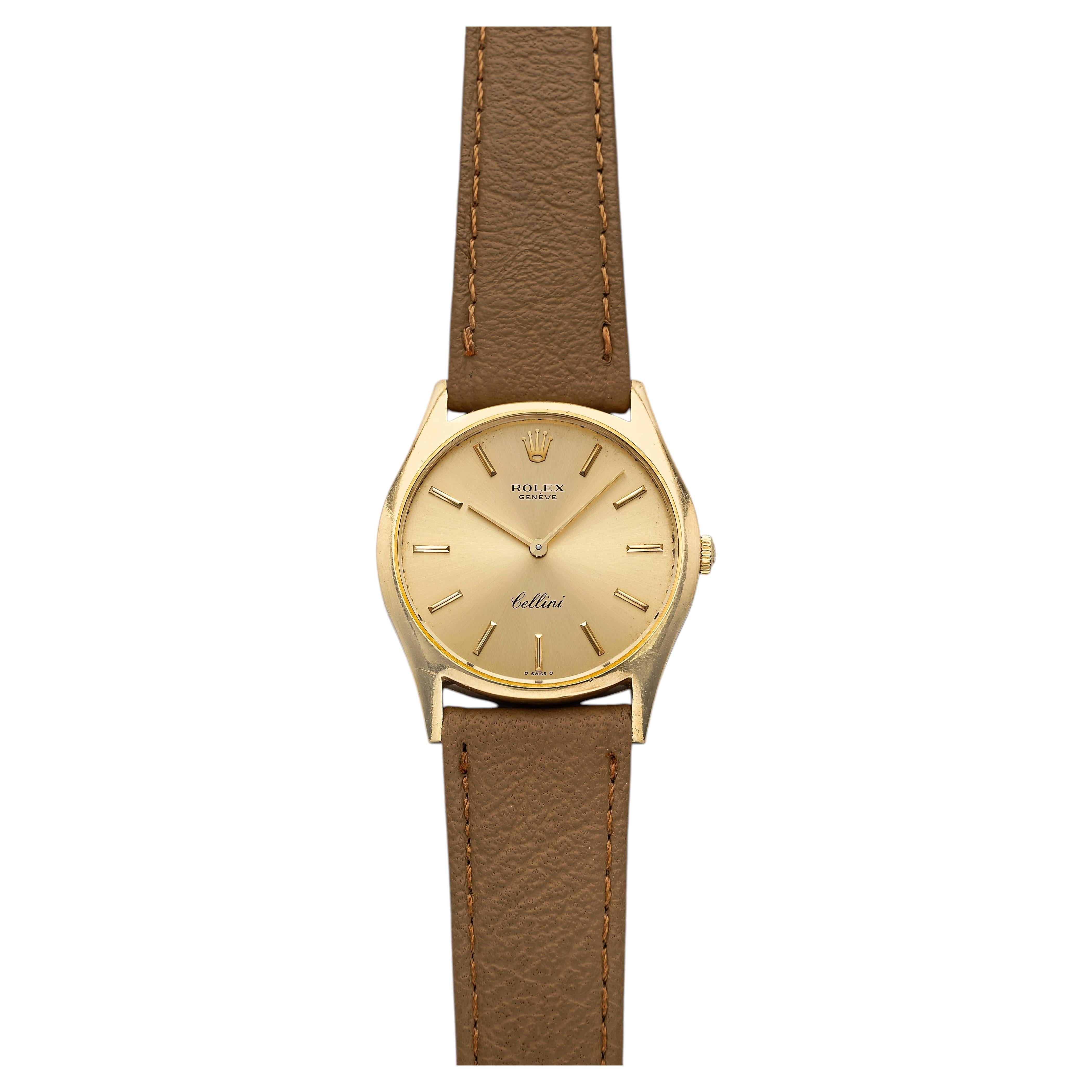 Vintage 1976 Rolex Cellini 18K YG 3804 Viento Manual Esfera Champagne 30mm