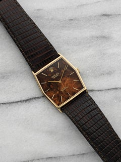 Vintage 1976 Rolex Cellini 4132-32 18K Yellow Gold Burlwood Dial Manual 29mm
