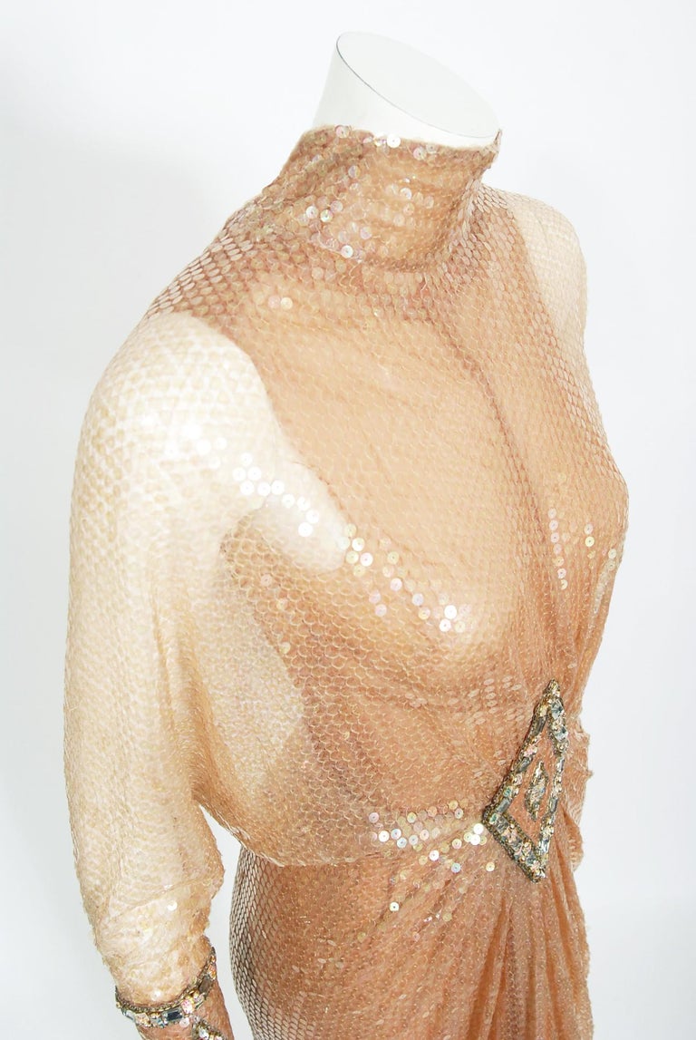 Vintage 1976 Sonny & Cher Documented Custom-Made Bob Mackie Sequin Gown Suit Set For Sale 5
