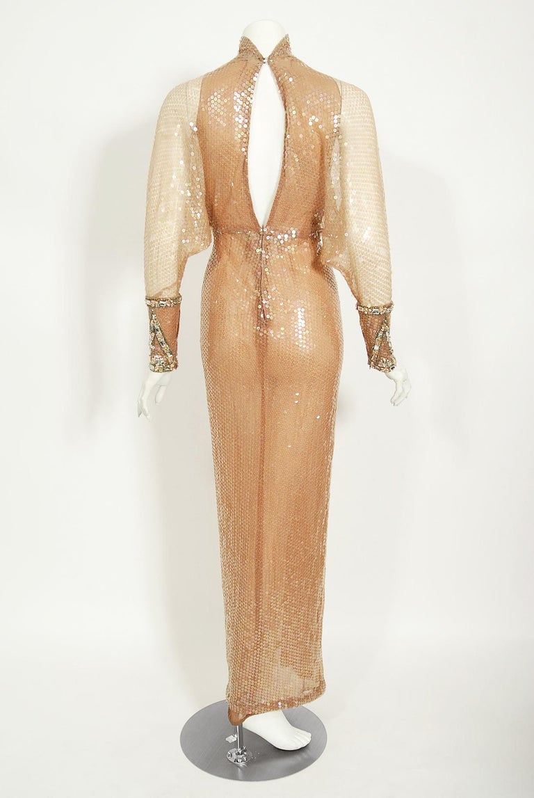 Vintage 1976 Sonny & Cher Documented Custom-Made Bob Mackie Sequin Gown Suit Set For Sale 6