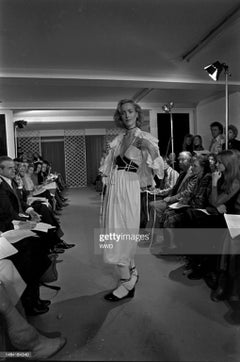 1977 Bill Gibb Documented White Eyelet Cotton & Jersey Low-Cut Maxi Wrap Dress