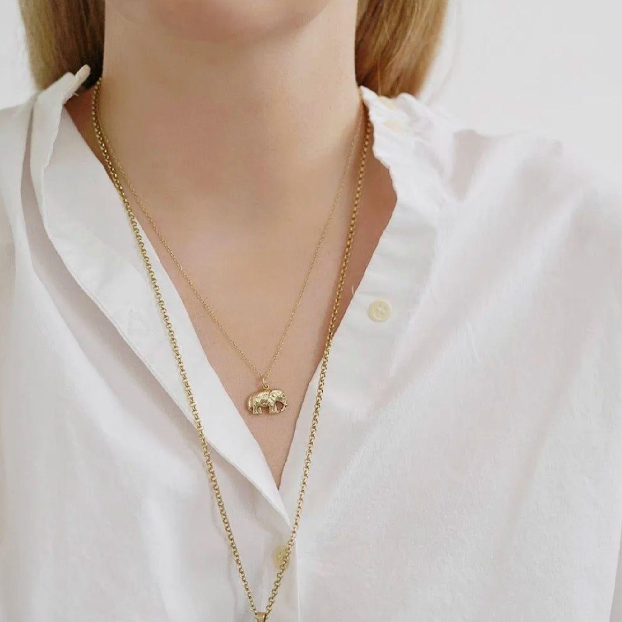 Vintage 1977 Elefant 9ct Gold Charme Halskette im Zustand „Gut“ im Angebot in London, GB