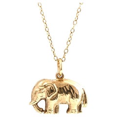 Vintage 1977 Elephant 9ct Gold Charm Necklace